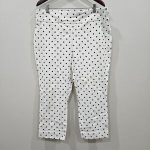 New York & Company Polka Dot Pull On Pants Plus 16W White Black Retro Rockabilly